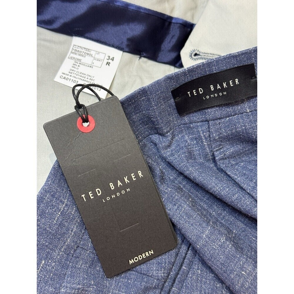 Ted Baker Modern Navy Mix Suit Trousers Pants 34R Wool /LINE - Picture 8 of 12